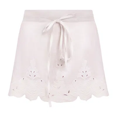 Bindu Women's Alina Skirt - White Linen In Pink