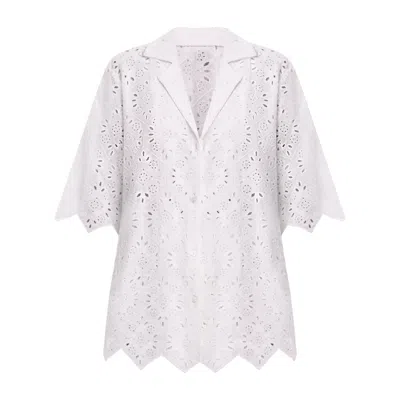 Bindu Women's Amara Blouse - White Eyelet In Multi