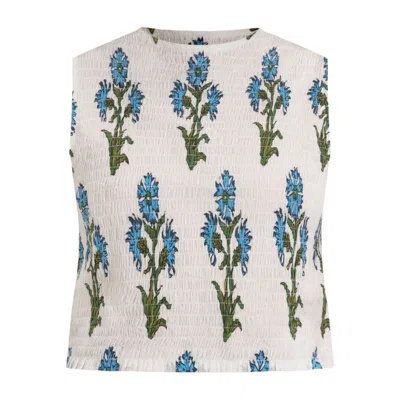 Bindu Women's Brigitte Top. Blue Blossom