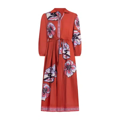 Bindu Women's Cloe Dress In Burnt Clay In Pink/white