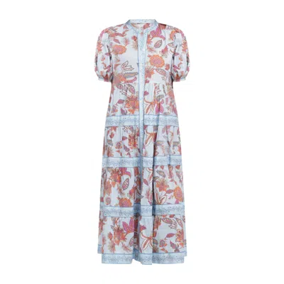 Bindu Women's Milena Dress - Blue Botanical