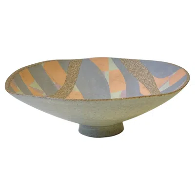 Pre-owned Bing & Grøndahl Danish Postmodern Glazed Studio Stoneware Bowl By  In Brown