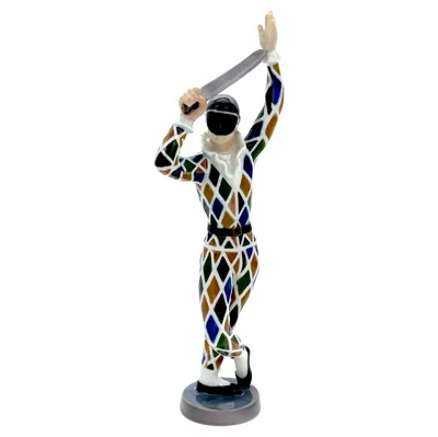 Pre-owned Bing & Grøndahl Bing & Gröndahl "harlequin With Sword", Designed By Ebbe Sadolin In Gray