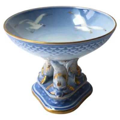 Pre-owned Bing & Grøndahl Porcelain Compote By Bing And Grondahl In Gold