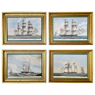 Pre-owned Bing & Grøndahl Ship Portraits In Porcelain By , 1970s, Set Of 4 In Sand