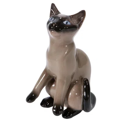 Pre-owned Bing & Grøndahl Siamese Cat, Svend Jespersen For , Porcelain Figurine 1970s In Gray