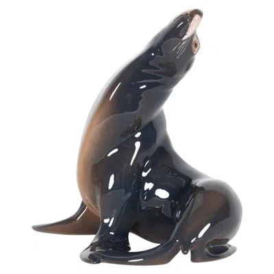 Pre-owned Bing & Grøndahl Vintage Danish Porcelain Sea Lion Figurine By  In Black