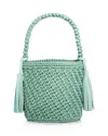 Binge Knitting Camila Woven Bucket Bag In Mint