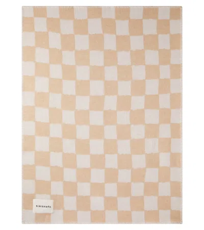Binibamba Baby Checked Wool Blanket In Sand