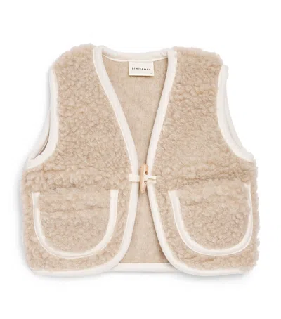 Binibamba Kids' Merino Wool Gilet In Brown