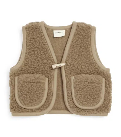 Binibamba Kids'  Merino Wool Gilet In Brown