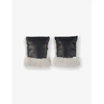 Binibamba Babies' Noir Furry-trim Sheepskin Buggy Mittens In Black