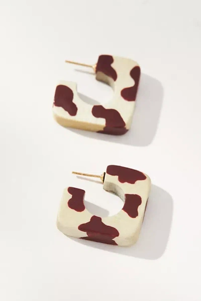 Binky And Lulu Square Hoop Earrings In Burgundy