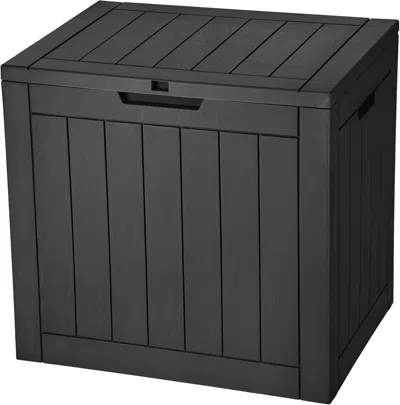 Binned 30 Gallon Deck Box Outdoor Storage Box, Waterproof Resin Package Delivery And Storage Box With Locka In Gray