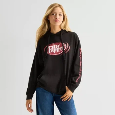 Bio Dr Pepper Hoodie Womens Juniors Long Sleeve Fleece Hoodie In Black