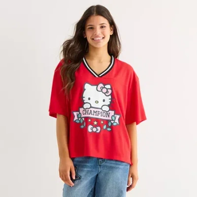 Bio Hello Kitty Jersey Womens Juniors Short Sleeve Hello Kitty Jersey In Red