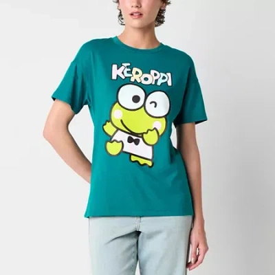 Bio Keroppi Friend Of The Month Boyfriend Tee Womens Juniors Crew Neck Short Sleeve Regular Fit Hello Ki In Green