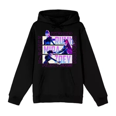 Bio K-pop Demon Hunters Hoodie Womens Juniors Long Sleeve Kpop Demon Hunters Fleece Hoodie In Black
