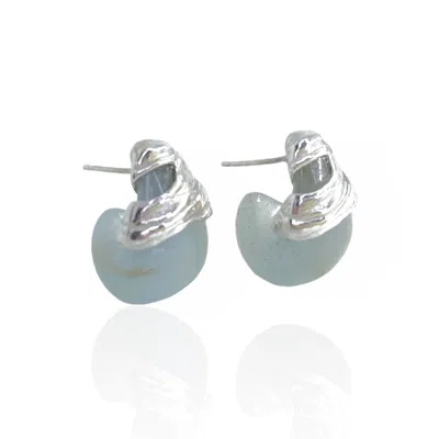 Bio-trimmings Women's Blue / White / Silver Galvani Silver Frost Bio-gem Hoops In Multi