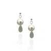 Bio-trimmings Women's Green / Neutrals / Silver Miyuki Pearl Dangle Earrings Emerald In Multi