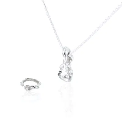 Bio-trimmings Women's Onnes Cubic Zirconia Silver Necklace & Ring Set