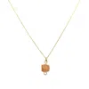 Bio-trimmings Women's Pink / Gold / Neutrals Brandt Dainty Extendable Necklace Gold Blush Bio-gem In Multi