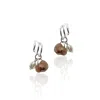 Bio-trimmings Women's Silver / Brown Galton Trio Pearl Hoop Earrings - Mocha Bio-gems