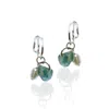 Bio-trimmings Women's Silver / White / Green Galton Trio Pearl Hoop Earrings - Aqua Bio-gems