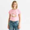 Bio Womens Juniors Crew Neck Short Sleeve Fitted Hello Kitty My Melody Graphic T-shirt In Pink