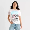 Bio Womens Juniors Crew Neck Short Sleeve Regular Fit Kuromi My Melody Graphic T-shirt In White