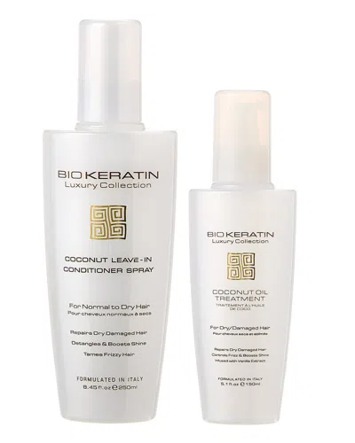 Biokeratin Unisex 8.45oz & 5.1oz Bk Luxury Coconut Leave-in Conditioner & Oil Treatment In White
