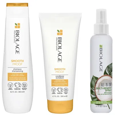 Biolage Smooth Proof Shampoo And Conditioner And All-in-one Coconut Infusion Multi-benefit Leave-in Hair Spr