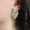 Bio-trimmings Women's White Pascal Statement Earrings - Cloud/silver In White