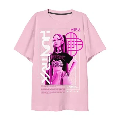 Bioworld Big Kid Girls Crew Neck Short Sleeve Kpop Demon Hunters Graphic T-shirt In Pink