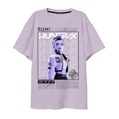 Bioworld Big Kid Girls Crew Neck Short Sleeve Kpop Demon Hunters Graphic T-shirt In Purple