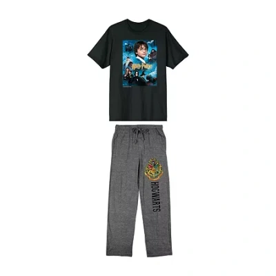Bioworld Harry Potter Mens Crew Neck Short Sleeve 2-pc. Pajama Set In Black