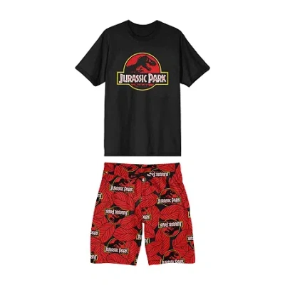 Bioworld Jurassic Park Mens Crew Neck Short Sleeve 2-pc. Pajama Set In Black