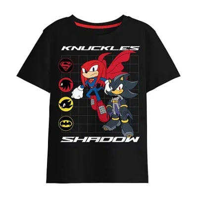 Bioworld Knuckles Shadow Little & Big Kid Boys Crew Neck Short Sleeve Regular Fit Sonic The Hedgehog Graphic  In Multi