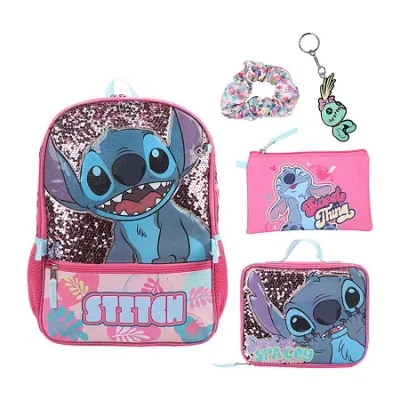Bioworld Kids' Licensed Disney Stitch 5-piece Backpack Set In Pink