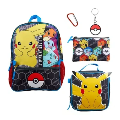 Bioworld Licensed Pokemon 5-piece Backpack Set In Blue