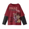 Bioworld Little & Big Kid Boys Crew Neck Long Sleeve Regular Fit Five Nights At Freddys Graphic T-shirt In Red