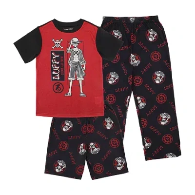 Bioworld Little & Big Kid Boys Crew Neck Short Sleeve 3-pc. Pajama Set In Black