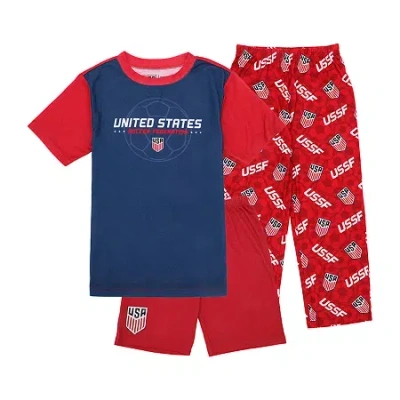 Bioworld Little & Big Kid Boys Crew Neck Short Sleeve 3-pc. Pajama Set In Multi