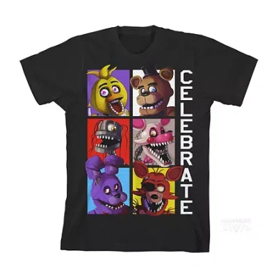 Bioworld Little & Big Kid Boys Crew Neck Short Sleeve Loose Fit Five Nights At Freddys Graphic T-shirt In Multi