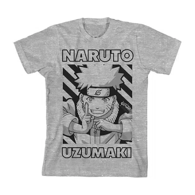 Bioworld Little & Big Kid Boys Crew Neck Short Sleeve Loose Fit Naruto Graphic T-shirt In Gray