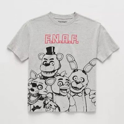Bioworld Little & Big Kid Boys Crew Neck Short Sleeve Oversized Five Nights At Freddys Graphic T-shirt In Gray
