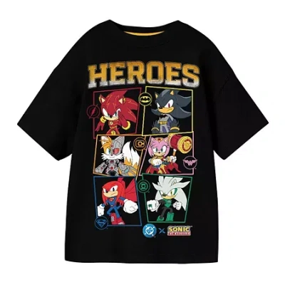 Bioworld Little & Big Kid Boys Crew Neck Short Sleeve Oversized Sonic The Hedgehog Graphic T-shirt In Black