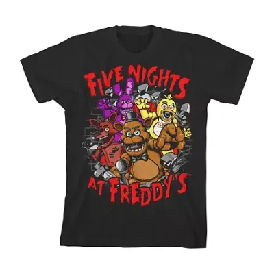 Bioworld Little & Big Kid Boys Crew Neck Short Sleeve Regular Fit Five Nights At Freddys Graphic T-shirt In Black