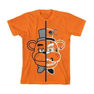 Bioworld Little & Big Kid Boys Crew Neck Short Sleeve Regular Fit Five Nights At Freddys Graphic T-shirt In Orange