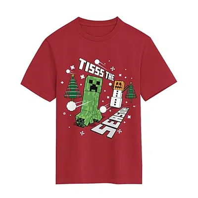 Bioworld Little & Big Kid Boys Crew Neck Short Sleeve Regular Fit Minecraft Graphic T-shirt In Red